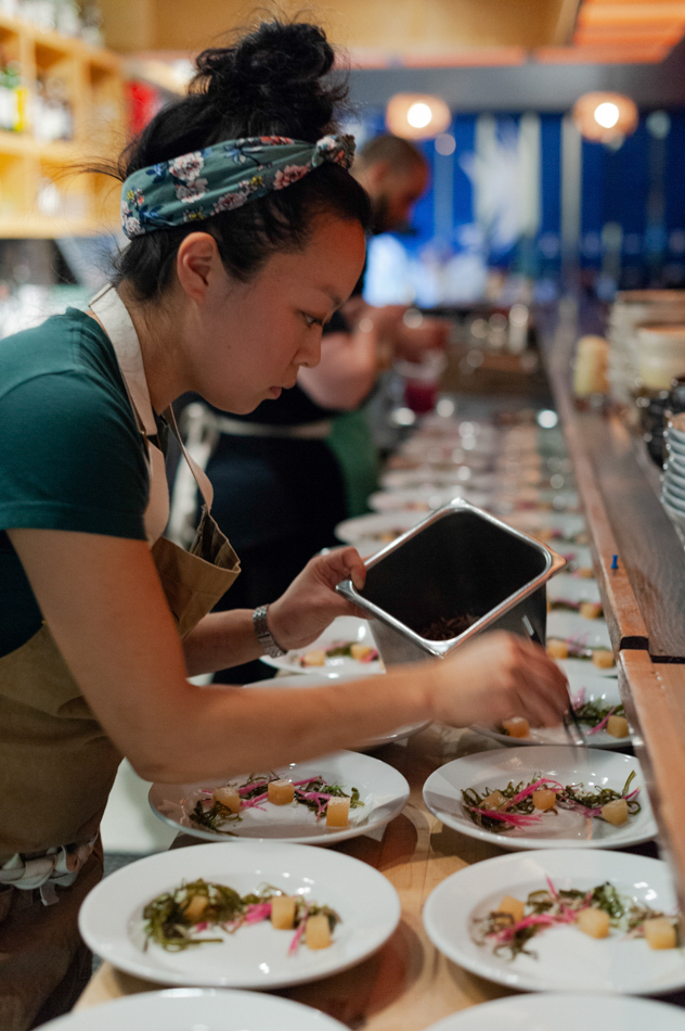 Chef Francesca Hong preparing meals for Kel Mur’s “Feast: A Performative Art Dinner” © 2020 Jason Houge, All Rights Reserved